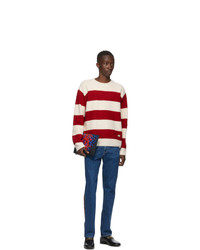 Gucci Red And Off White Stripe Gg Sweater