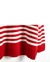 Round Neck Striped Loose Red Sweater