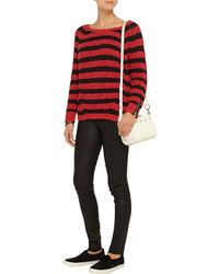 Maje Striped Cotton And Linen Blend Sweater
