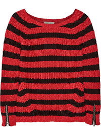 Maje Striped Cotton And Linen Blend Sweater