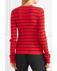 Sonia Rykiel Striped Ribbed Knit Wool Blend Sweater