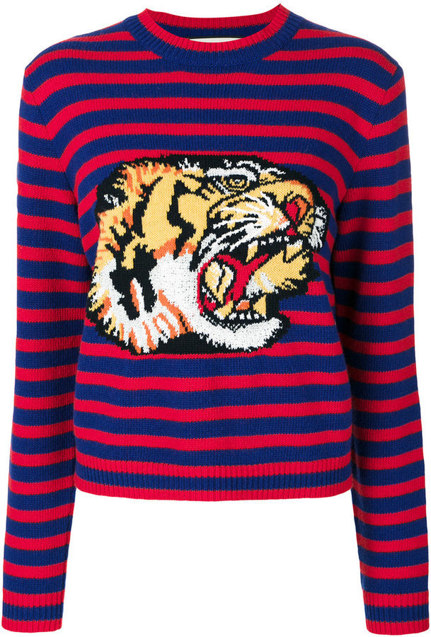 Gucci Striped Tiger Motif Sweater, $3 