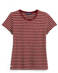 Red Horizontal Striped Crew-neck T-shirt