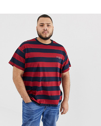 New Look Plus Oversized T Shirt With Paradise Embroidery In Burgundy Stripe