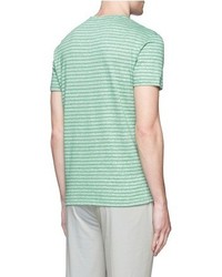 Isaia Stripe Linen Cotton T Shirt