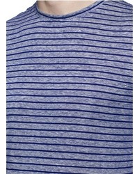 Isaia Stripe Linen Cotton T Shirt