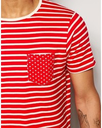 Brave Soul Stripe With Star Pocket T Shirt