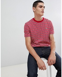 Lacoste Striped Logo T Shirt In Red