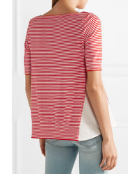 Moncler Twist Striped Cotton And Satin Shell Top