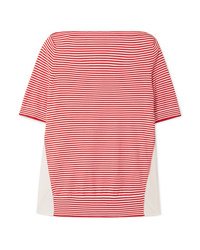 Moncler Twist Striped Cotton And Satin Shell Top