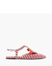 J.Crew Striped Pointed Toe Flats With Chain Link