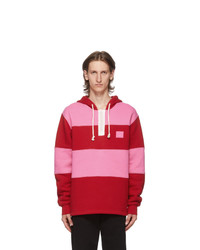 Acne Studios Red And Pink Rugby Hoodie