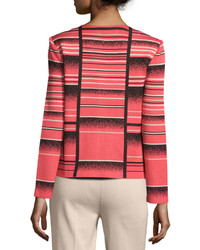 Ming Wang Striped Long Sleeve Jacket Apricotblackwheat