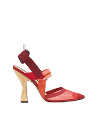 Red Horizontal Striped Leather Pumps