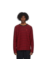 AMI Alexandre Mattiussi Black And Red Striped Long Sleeve T Shirt