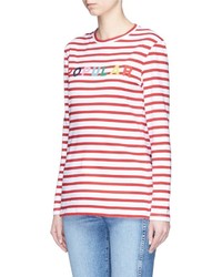 Etre Cecile Popular Flocked Print Stripe Long Sleeve T Shirt