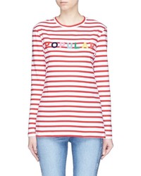 Etre Cecile Popular Flocked Print Stripe Long Sleeve T Shirt