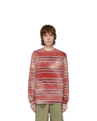 Stussy Red Bleached Stripe Long Sleeve T Shirt