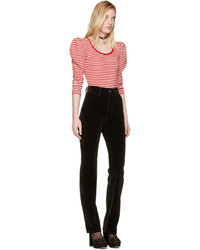 Marc Jacobs Red Striped Puff Sleeve T Shirt