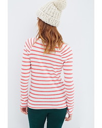 Forever 21 Striped Ruched Sleeve Top