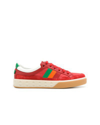 Red Horizontal Striped Low Top Sneakers