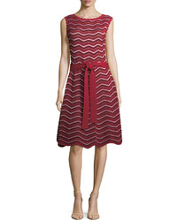 Carolina Herrera Sleeveless Knit Wave Striped Midi Dress