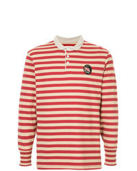Red Horizontal Striped Polo Neck Sweater