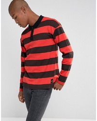 Sixth June Rugby Polo Shirt In Black With Red Stripes