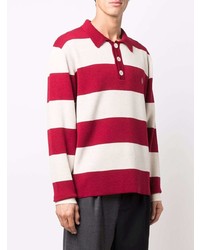 Drôle De Monsieur Striped Knitted Polo Shirt