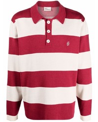Drôle De Monsieur Striped Knitted Polo Shirt