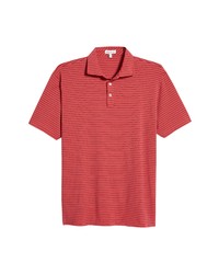 Peter Millar Crest Shallows Stripe Short Sleeve Polo In Cape Red At Nordstrom