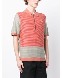 PS Paul Smith Logo Embroidered Striped Polo Shirt