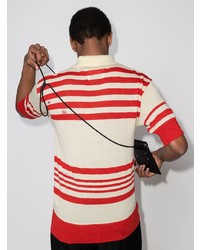 Maison Margiela Striped Knitted Polo Shirt