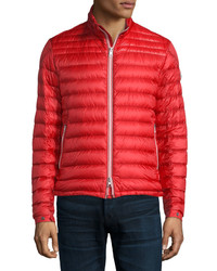 Red Horizontal Striped Puffer Jacket