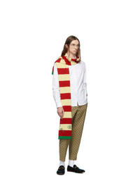 Gucci Off White And Red Interlocking G Cotton Scarf
