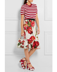 Dolce & Gabbana Striped Cashmere And Silk Blend Top Red
