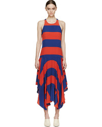 Red Horizontal Striped Silk Dress