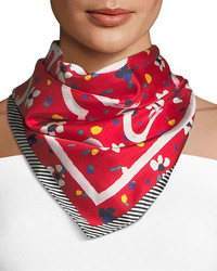 Marc Jacobs Painted Flower Heart Square Silk Scarf