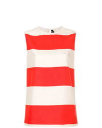 Red Horizontal Striped Sleeveless Top