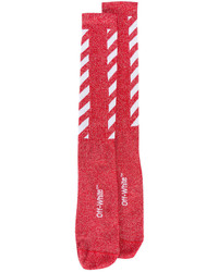 Off-White Red Diagonal Stripe Tube Socks