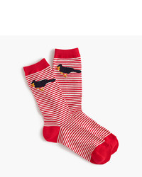 J.Crew Trouser Socks In Striped Cardinal