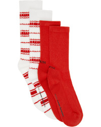 SOCKSSS Two Pack Red White Socks