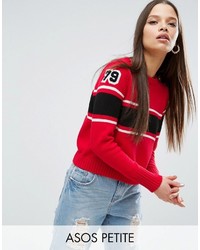 Asos Petite Petite Sweater With Stripes And Badges