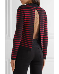 RED Valentino Redvalentino Tulle Paneled Striped Cotton Sweater