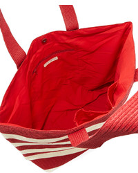 San Diego Hat Company Wide Striped Straw Tote Bag Red
