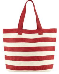 San Diego Hat Company Wide Striped Straw Tote Bag Red