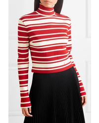 Prada Striped Ribbed Knit Turtleneck Sweater