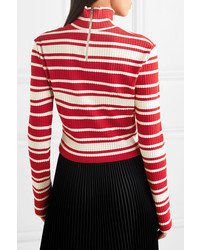 Prada Striped Ribbed Knit Turtleneck Sweater