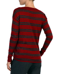 Eleventy Striped V Neck Wool Blend Sweater