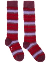 Red Horizontal Striped Wool Socks